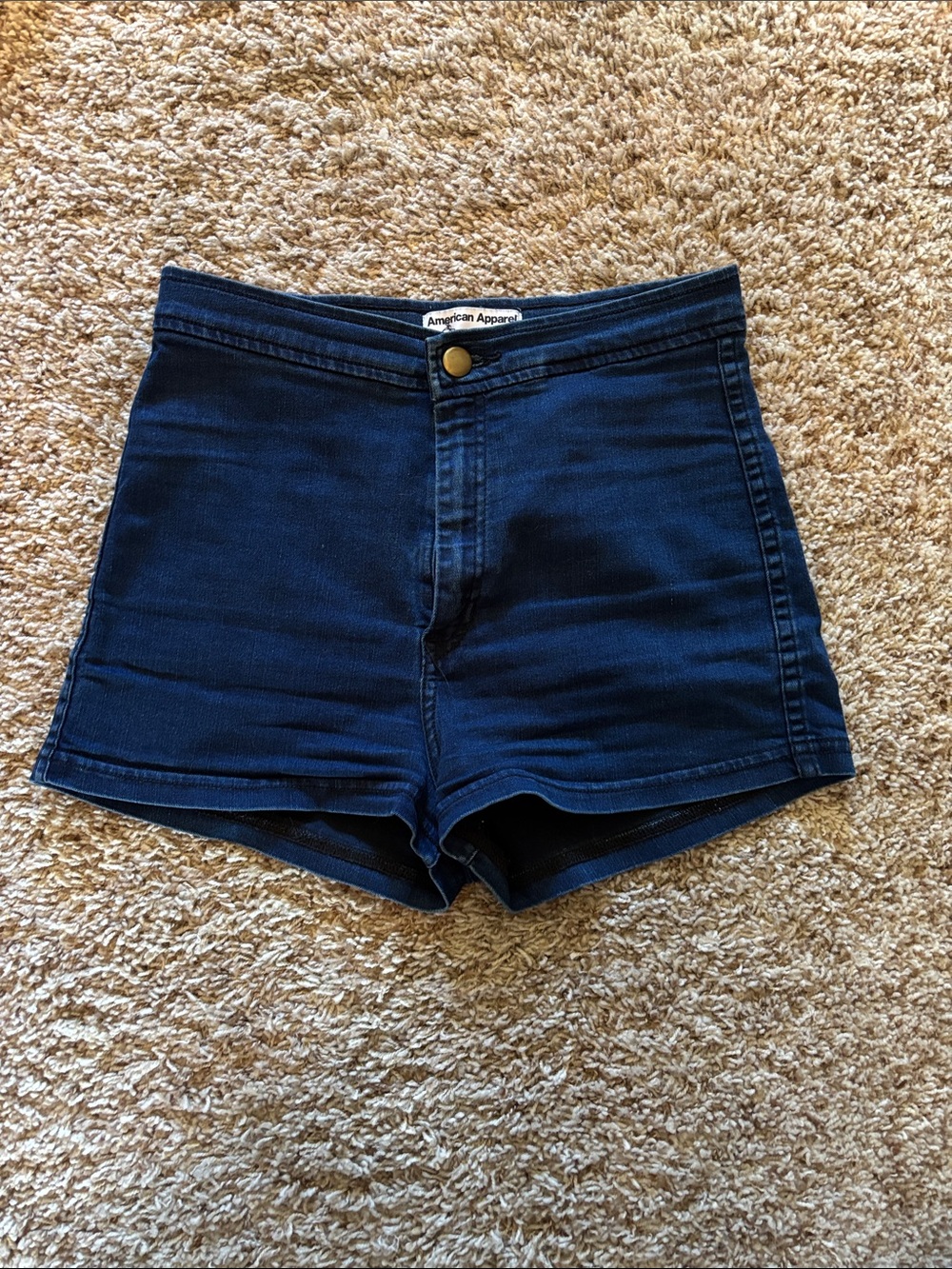 American Apparel Navy High-Waist Denim Shorts